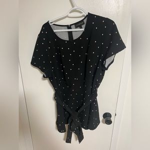 Lane Bryant Women’s Peplum Top with Cap Sleeves and Tie Belt Waist